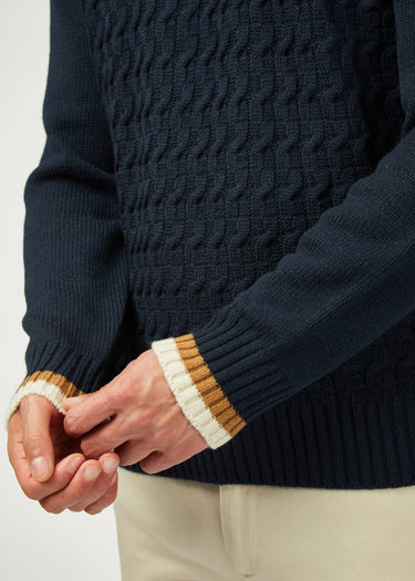 Ben Sherman Truien Cable textured crew - dark navy