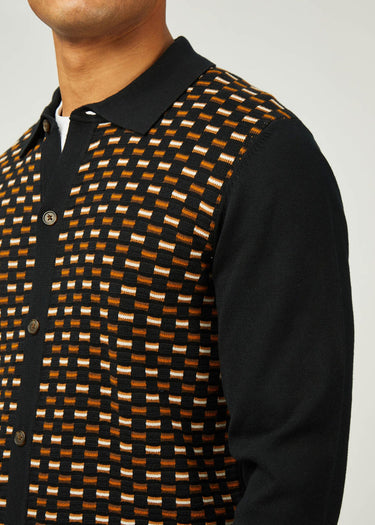 Ben Sherman Truien Button through polo - black
