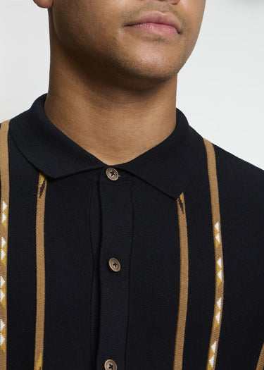 Ben Sherman Longsleeve Polo's Ls placed geo polo - black