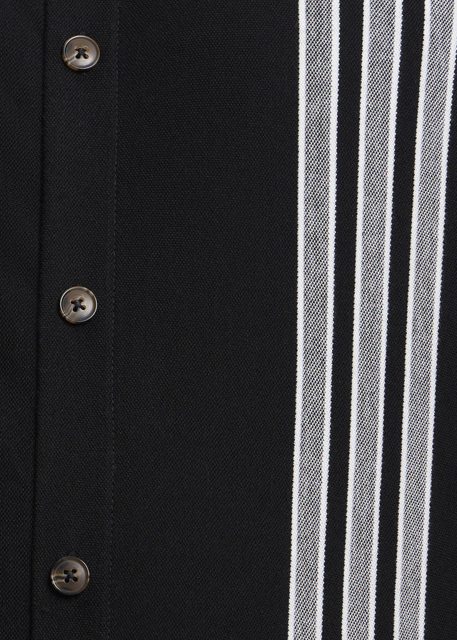 Ben Sherman Polo's Birdseye stripe button through polo - black
