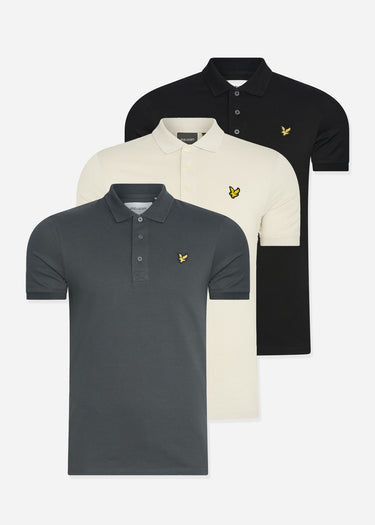 Lyle & Scott Polo's 3 pack plain polo shirt - gunmetal - jet black - cove