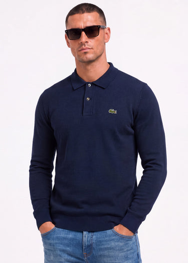 Lacoste Longsleeve Polo's Knitted long sleeve polo sweater - navy blue