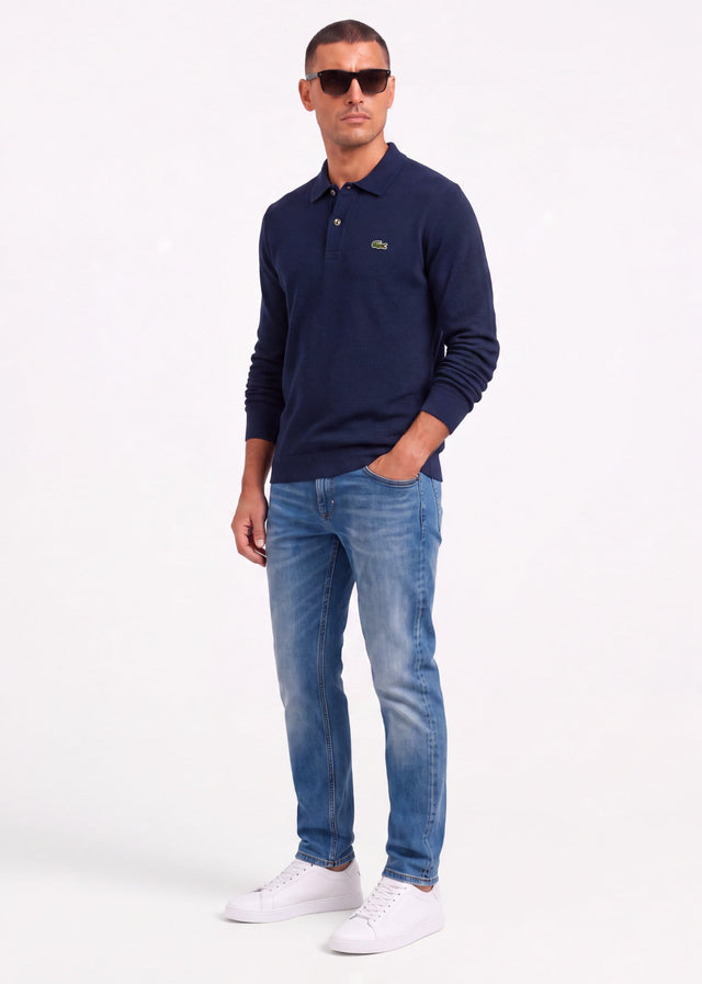 Lacoste Longsleeve Polo's Knitted long sleeve polo sweater - navy blue