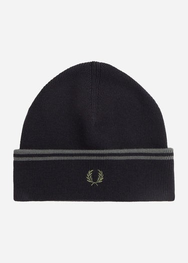 Fred Perry Mutsen Twin tipped merino wool beanie - black field green