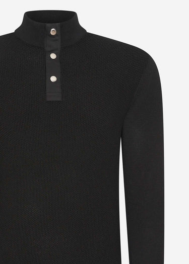 Barbour International Truien Murrey quarter placket knit - black