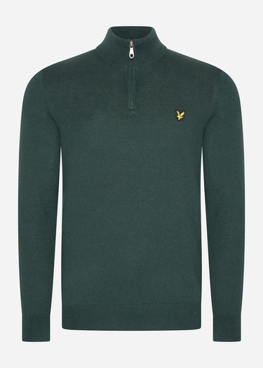 Lyle & Scott Truien Cotton merino quarter zip jumper - argyle teal