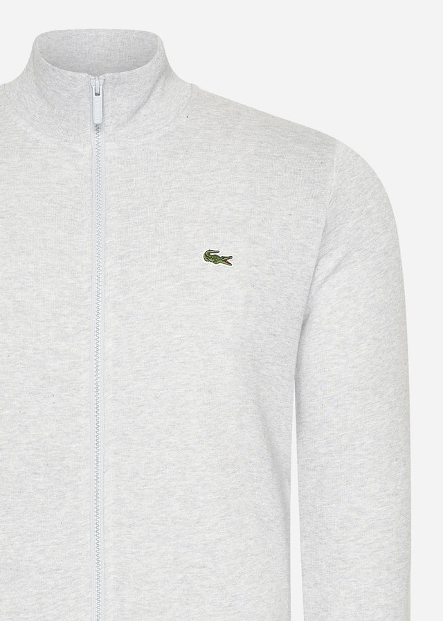Lacoste Vesten Brushed fleece zip through sweater - Silver Chine