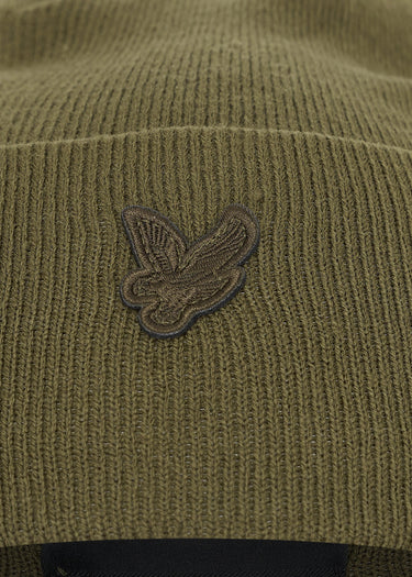 Lyle & Scott Mutsen Tonal eagle beanie - olive