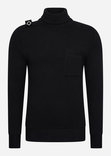 MA.Strum Truien Milano knit roll neck - jet black