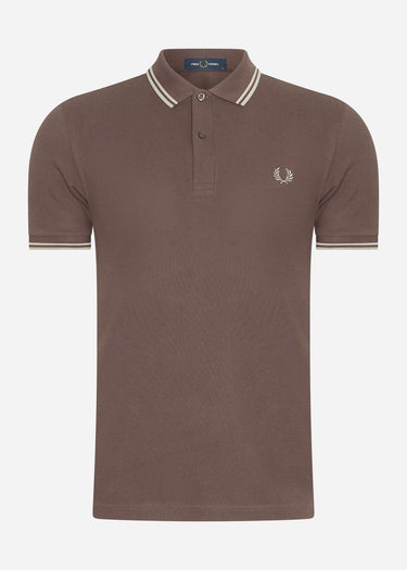 Fred Perry Polo's Twin tipped fred perry shirt - brick warm grey