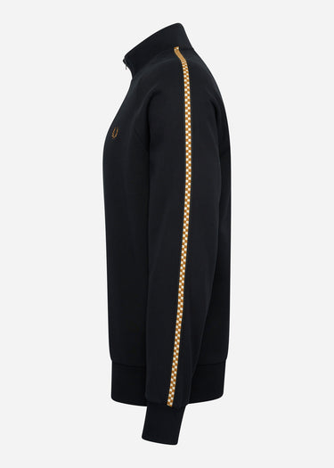 Fred Perry Truien Chequerboard tape half zip sweat - black