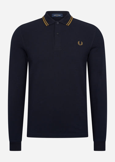 Fred Perry Longsleeve Polo's LS twin tipped shirt - navy dark caramel
