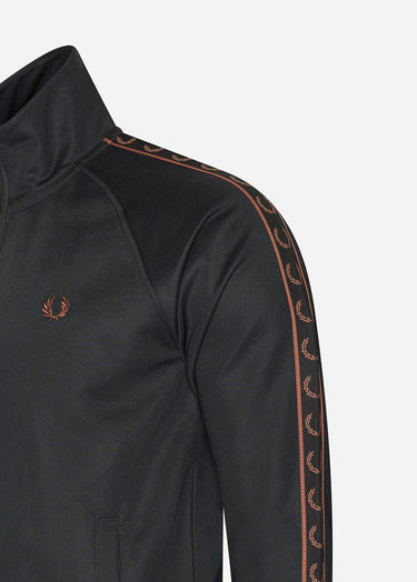 Fred Perry Vesten Contrast tape track jacket - black whisky brown