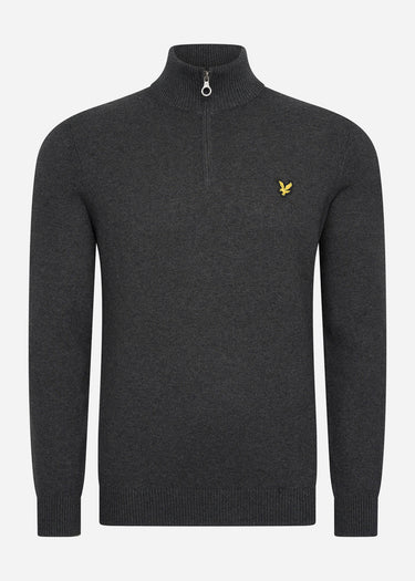 Lyle & Scott Truien Cotton merino quarter zip jumper - charcoal marl