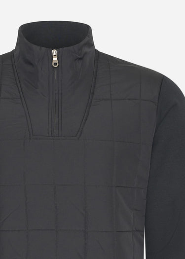 Lyle & Scott Truien Hybrid quilted quarter zip sweatshirt - jet black