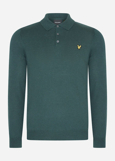 Lyle & Scott Truien Cotton merino long sleeve knitted polo - argyle teal