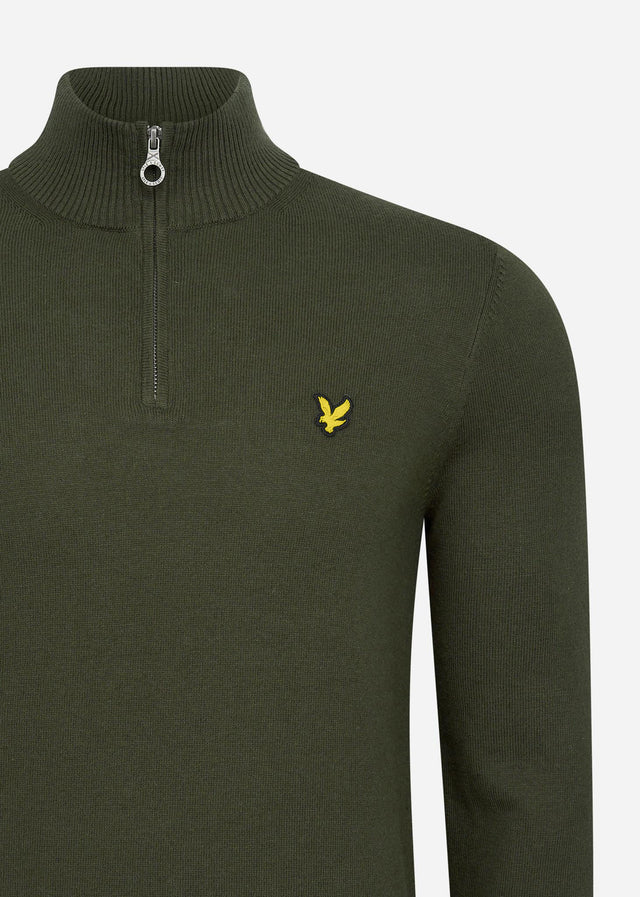 Lyle & Scott Truien Cotton merino quarter zip jumper - olive