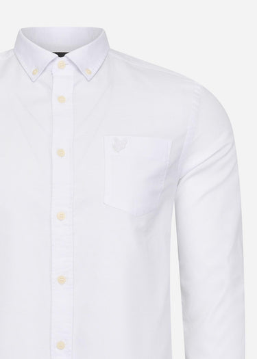 Lyle & Scott Overhemden Tonal eagle regular fit light weight oxford shirt - white