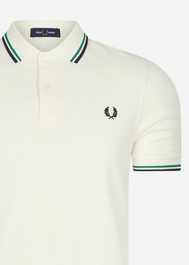 Fred Perry Polo's Twin tipped fred perry shirt - ecru fp green navy