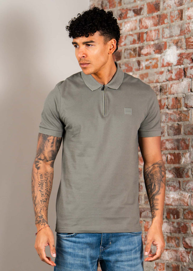Hugo Boss Polo's Passerzip - open grey 076