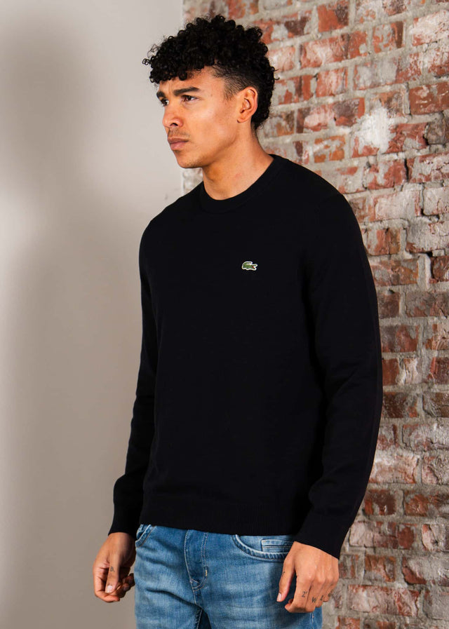 Lacoste Truien Regular fit crew neck sweater - black