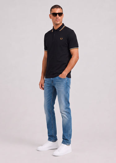 Fred Perry Polo's Twin tipped polo - black ecru dark caramel