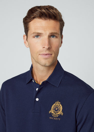 Hackett London Longsleeve Polo's Heritage logo rugby - navy