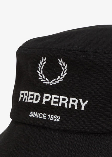 Fred Perry Bucket Hats Cotton canvas branded bkt hat - black