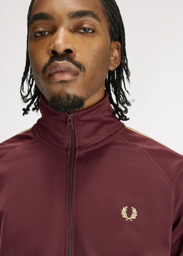 Fred Perry Vesten Contrast tape track jacket - oxblood champagne