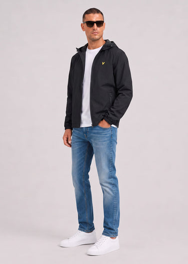 Lyle & Scott Jassen Contrast zip through hooded jacket - jet black gunmetal