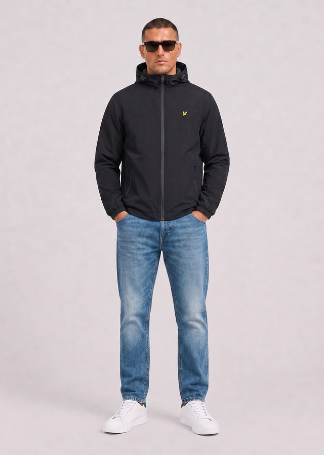 Lyle & Scott Jassen Contrast zip through hooded jacket - jet black gunmetal