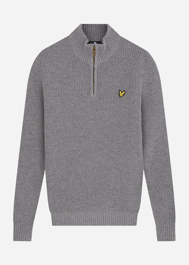 Lyle & Scott Truien Ribbed quarter zip jumper - mid grey marl