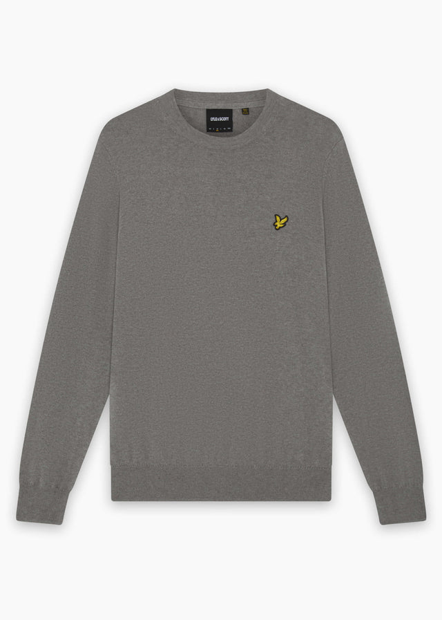 Lyle & Scott Truien Cotton merino crew neck jumper - mid grey marl