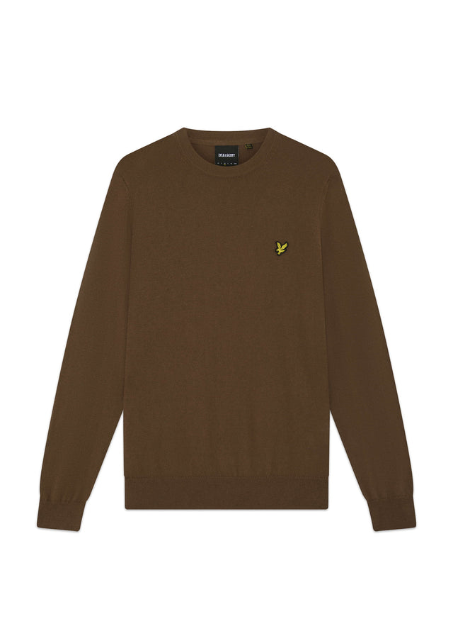 Lyle & Scott Truien Cotton merino crew neck jumper - sepia brown