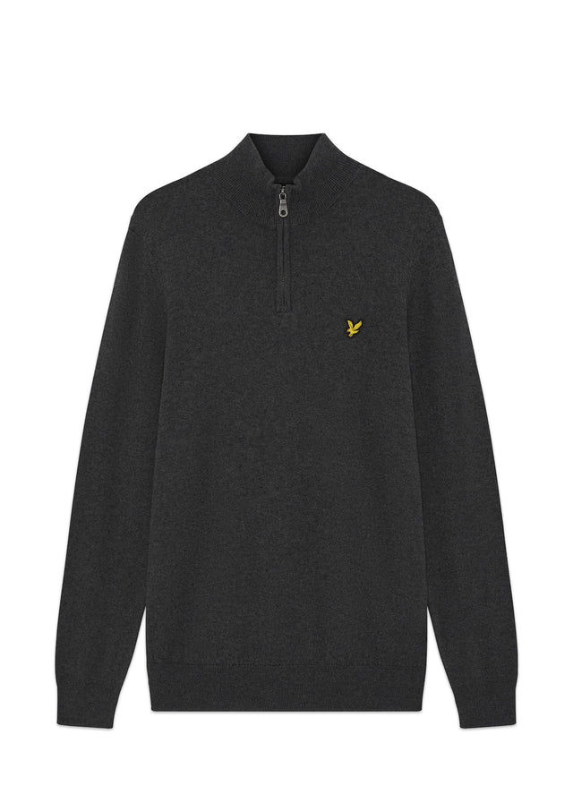 Lyle & Scott Truien Cotton merino quarter zip jumper - charcoal marl