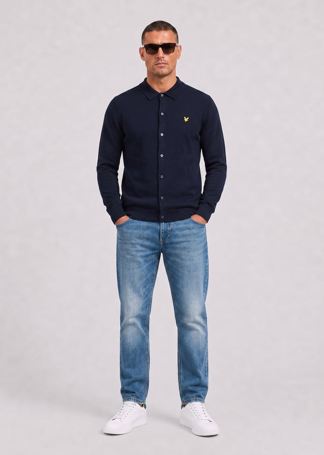 Lyle & Scott Truien Cotton merino knitted shirt - dark navy