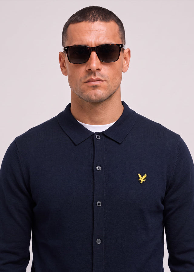 Lyle & Scott Truien Cotton merino knitted shirt - dark navy