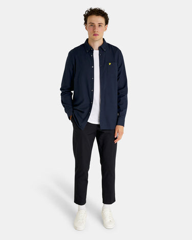 Lyle & Scott Overhemden Plain flannel shirt - dark navy