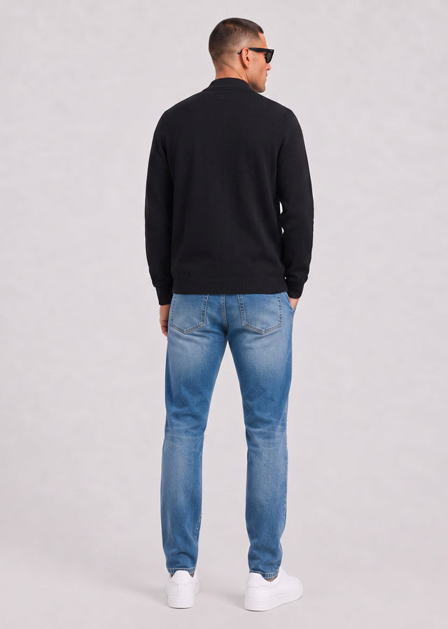 Lyle & Scott Vesten Relaxed cotton merino full zip jumper - jet black
