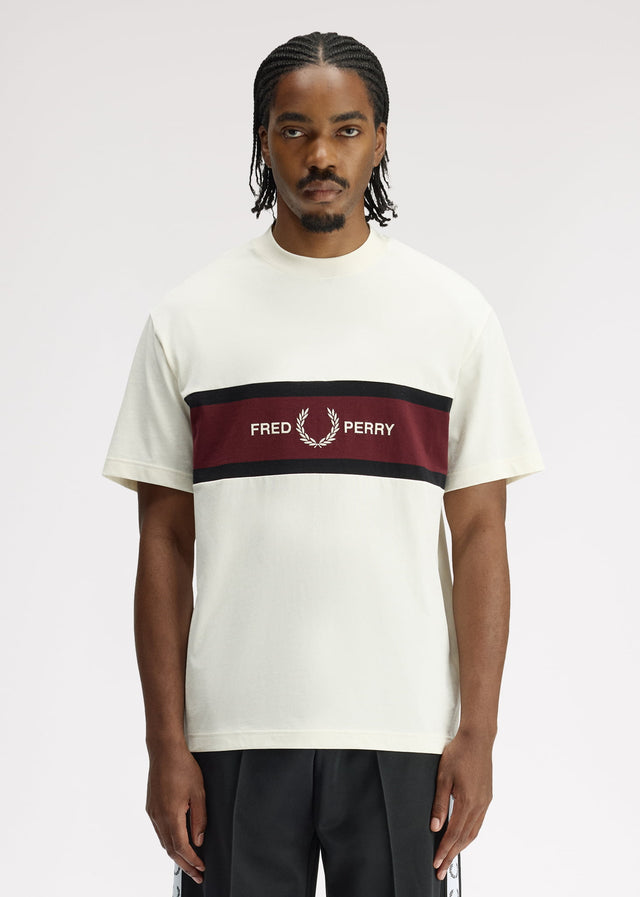 Fred Perry T-shirts Embroidered panel t-shirt - ecru
