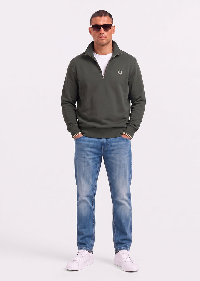 Fred Perry Truien Half zip sweatshirt - field green oatmeal