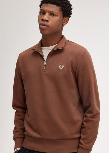 Fred Perry Truien Half zip sweatshirt - whisky brown porridge marl