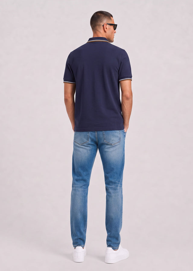 Fred Perry Polo's Twin tipped polo - twilight navy snow white dark caramel
