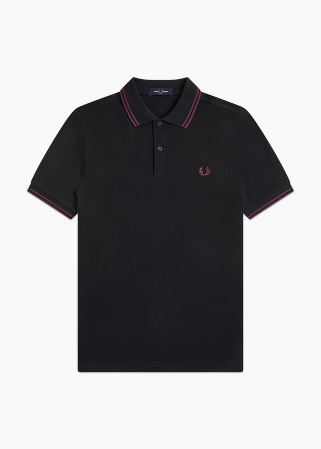 Fred Perry Polo's Twin tipped polo - black plum plum