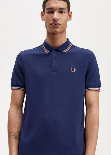 Fred Perry Polo's Twin tipped fred perry shirt - french navy seagrass light rust
