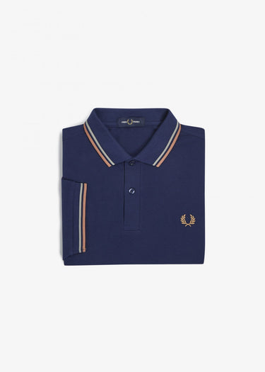 Fred Perry Polo's Twin tipped fred perry shirt - french navy seagrass light rust