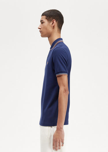 Fred Perry Polo's Twin tipped fred perry shirt - french navy seagrass light rust