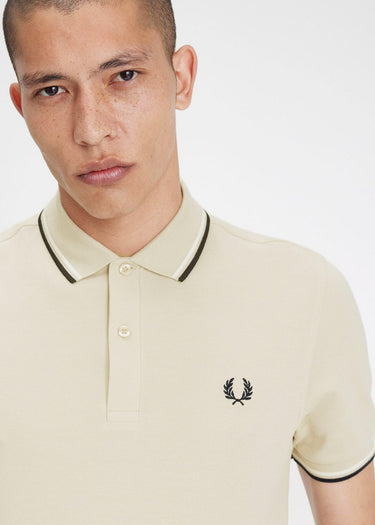 Fred Perry Polo's Twin tipped fred perry shirt - oatmeal ecru blk