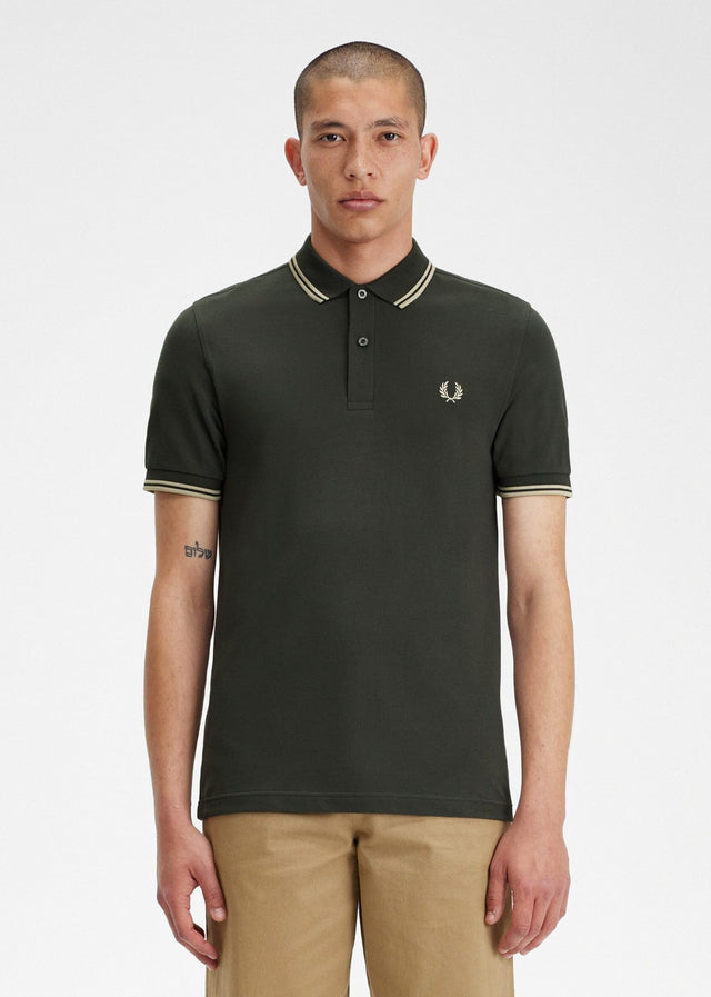 Fred Perry Polo's Twin tipped fred perry shirt - field green oatmeal