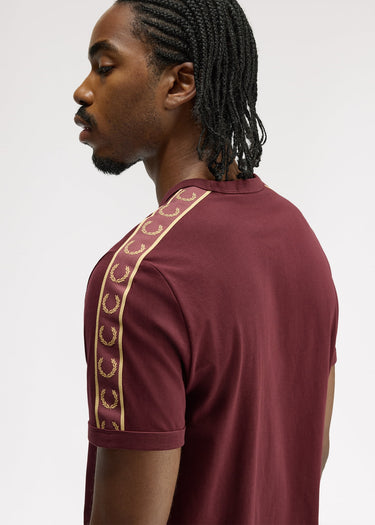 Fred Perry T-shirts Contrast tape ringer t-shirt - oxblood champagne